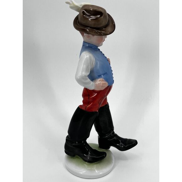 Herend Porcelain Boy Figurine Big Boots, Made in Hungary, Stamped, Handpainted - Picture 4 of 9